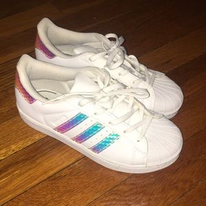 Holographic adidas superstar sneakers